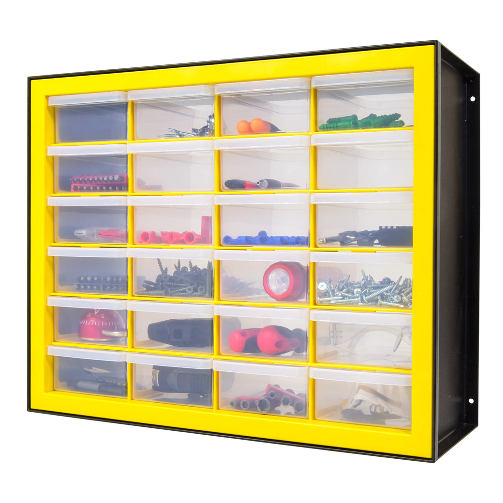 Drawer Parts Cabinet, Black/Yellow