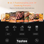 Tastee Ceramic Air Fryer, 8 in 1 Compact 5.5QT AirFryers, 450°F Digital Airfryer Dehydrator with Smart Probe, 24 Presets One touch Cooking, In app Recipes with Window, Dishwasher safe & Non stick : Home & Kitchen