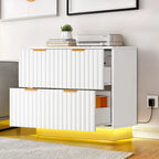 Moasis Lateral Filing Cabinet with LED Lighting and 2 Drawers for Home Office