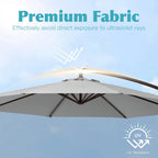 JUSTLET 10ft Heavy Duty Patio Hanging Offset Cantilever Patio Umbrella W/ 4-Piece Base Included Included, Beige