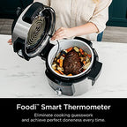 Ninja OL701 Foodi 14 in 1 SMART XL 8 Qt. Pressure Cooker Steam Fryer with SmartLid & Thermometer   Auto Steam Release, that Air Fries, Proofs & More, 3 Layer Capacity, 5 Qt. Crisp Basket, Silver/Black