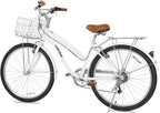 WEIZE Beach Cruiser Bike, 26 inch Commuter Bicycle for Adult Men and Women, 7-Speed/High-Carbon Steel/Front & Rear Fenders, Comfortable City Bikes with Rear Rack or Basket, Ergonomic Upright Design