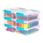 2 Qt. Plastic Storage Containers with Turquoise Lids, 6 Pack