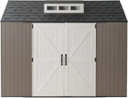 Rubbermaid Resin Outdoor Storage Shed With Floor Weather Resistant Gray Organization for Home