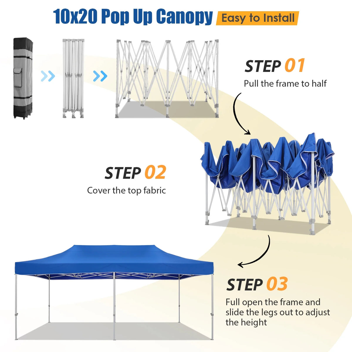 HOTEEL 10x15 Heavy Duty Canopy Tent ,Pop up Canopy for Parties Wedding,Commercial Easy up Gazebo with Roller Bag,UV 50+ &,White