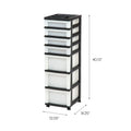 Medium 7-Drawer Storage Cart with Organizer Top, Black/Pearl