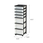 Medium 7-Drawer Storage Cart with Organizer Top, Black/Pearl