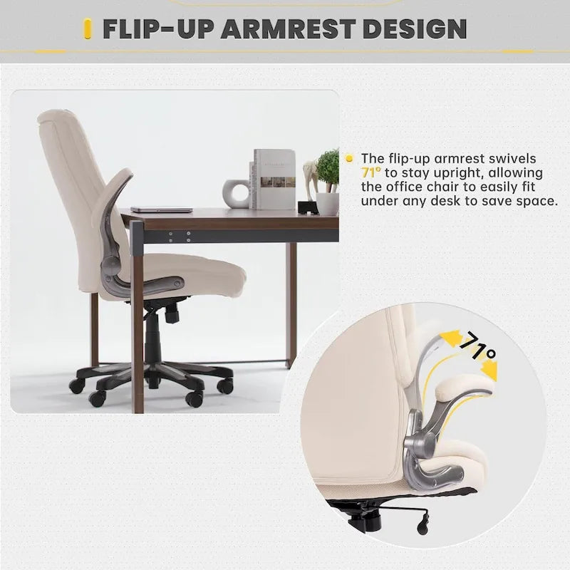Ergonomic Office Chair with High Back Flip Up Armrests and Rolling Base