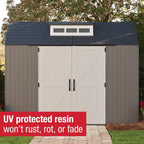 Rubbermaid Resin Outdoor Storage Shed With Floor Weather Resistant Gray Organization for Home