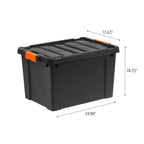 78 Quart Heavy Duty Plastic Storage Box, Black pack of 4