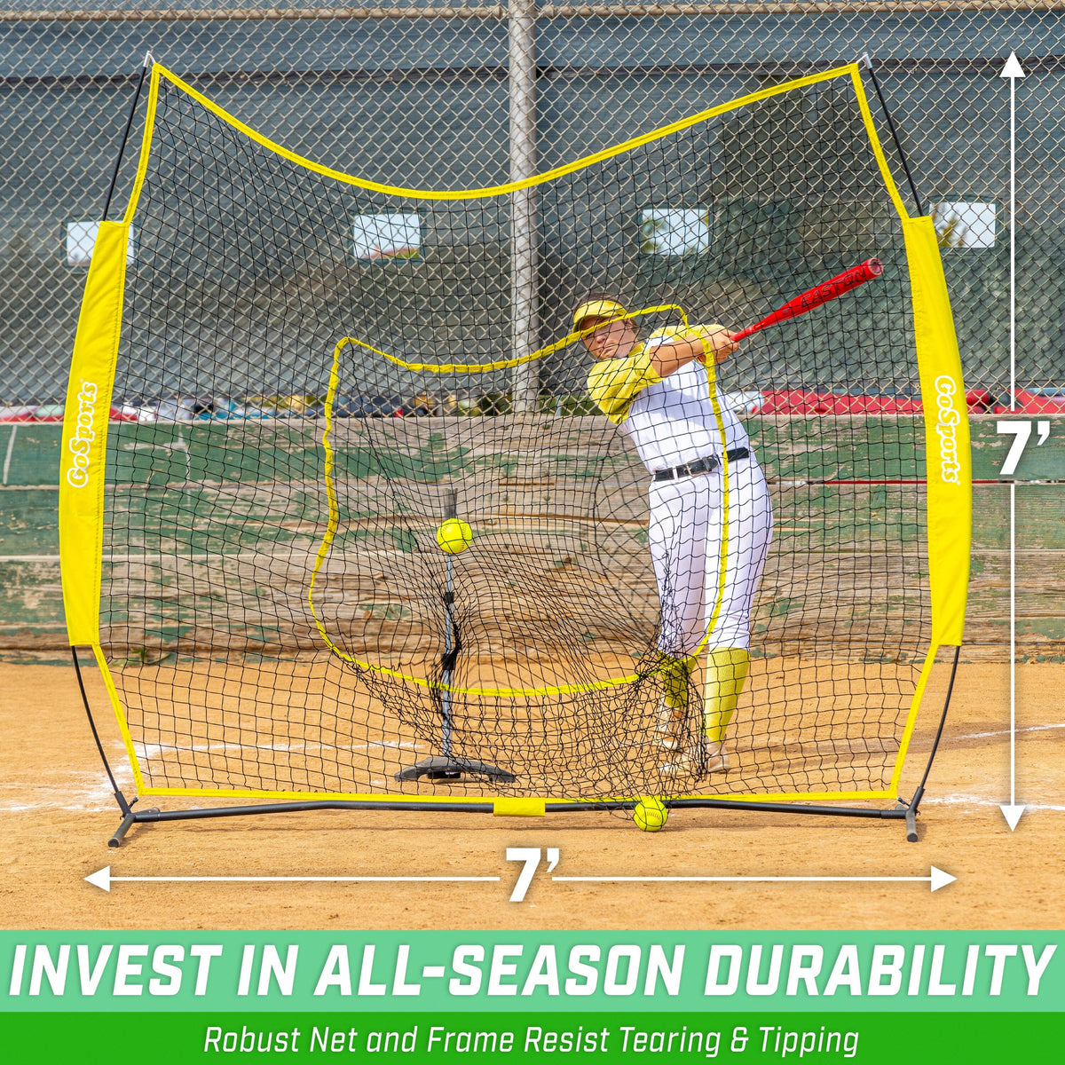 7' x 7' Team Tone Baseball Hitting Net | Yellow