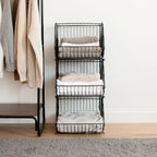 Modular Wire Stacking Storage Basket, Black