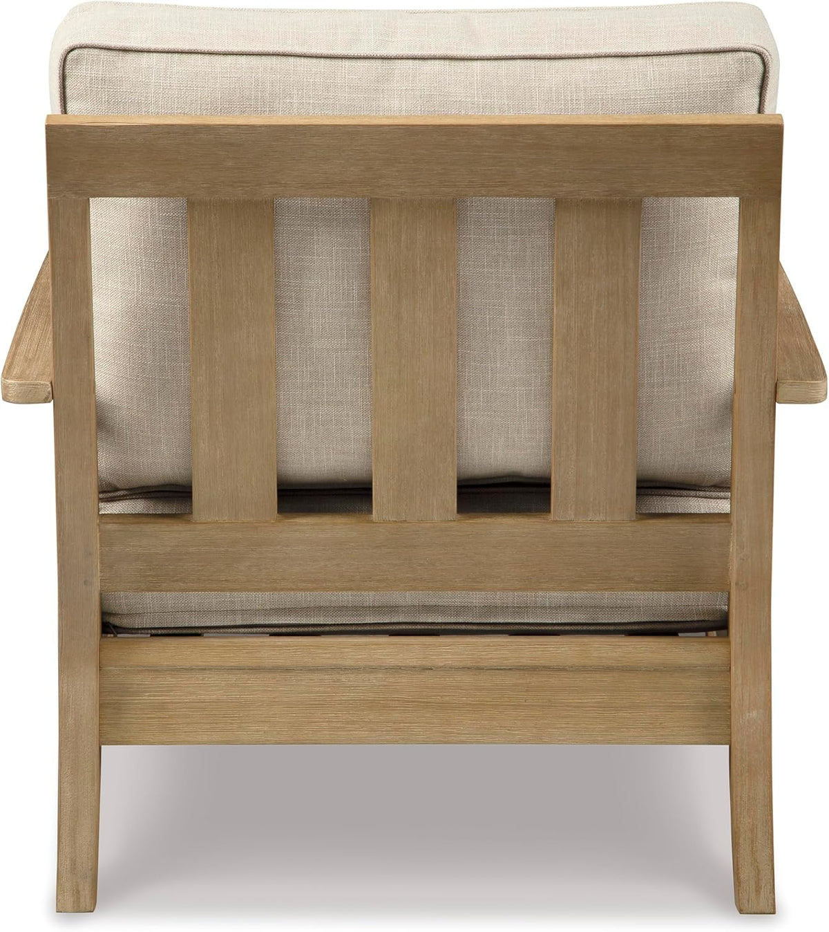 Signature Design by Ashley Clare View Coastal Outdoor Patio Eucalyptus Sofa with Cushions, Beige