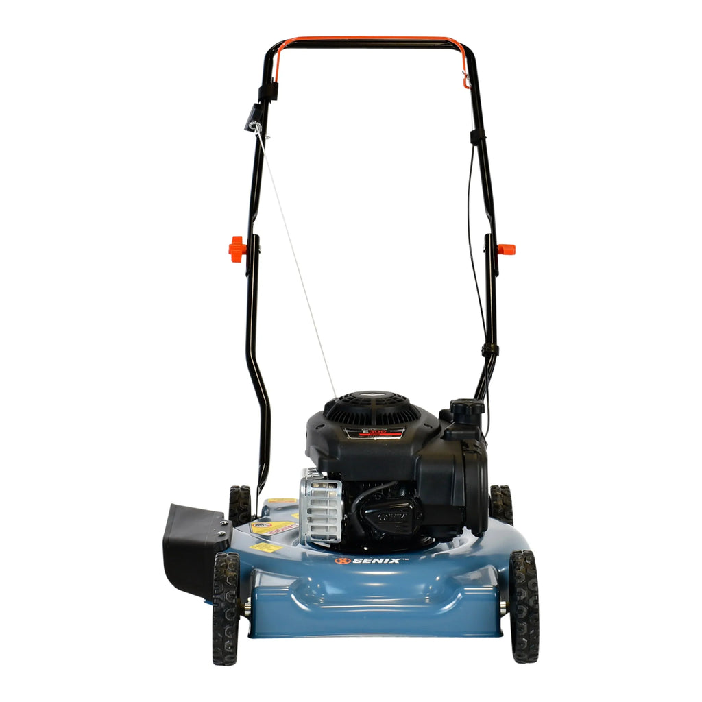 SENIX Gas Lawn Mower, 20-Inch, 125 cc 4-Cycle Briggs & Stratton Engine, Push Lawnmower with Side Discharge, 3-Position Height Adjustment, LSPG-L2, Blue