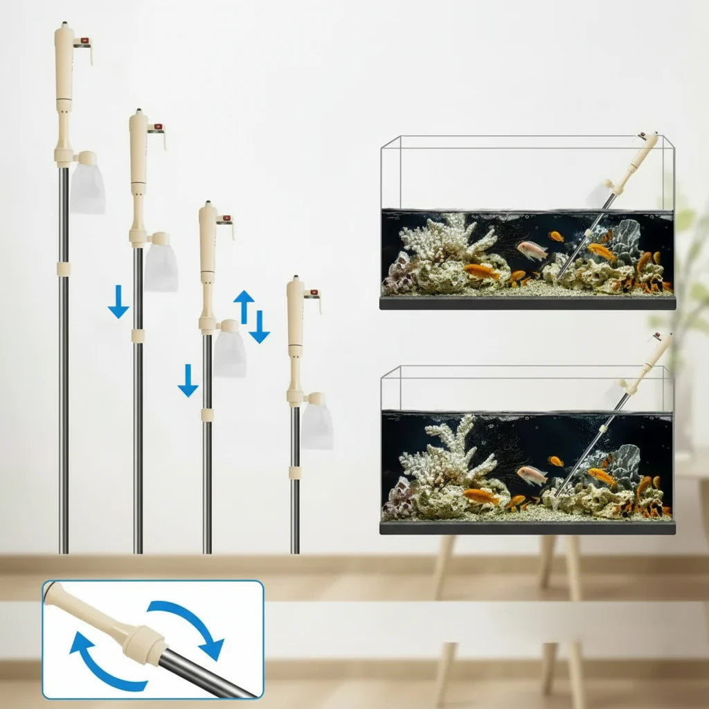 Multi Functional Electric Aquarium Gravel Cleaner Kit Fish Tank Vacuum Water Changer