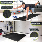 Diamond Plate Exercise Puzzle Mat 1/2-in | 24 Sq Ft - 6 Tiles / Black