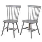 Set of 2 Spindle Back Dining Chairs Solid Rubberwood Farmhouse Style
