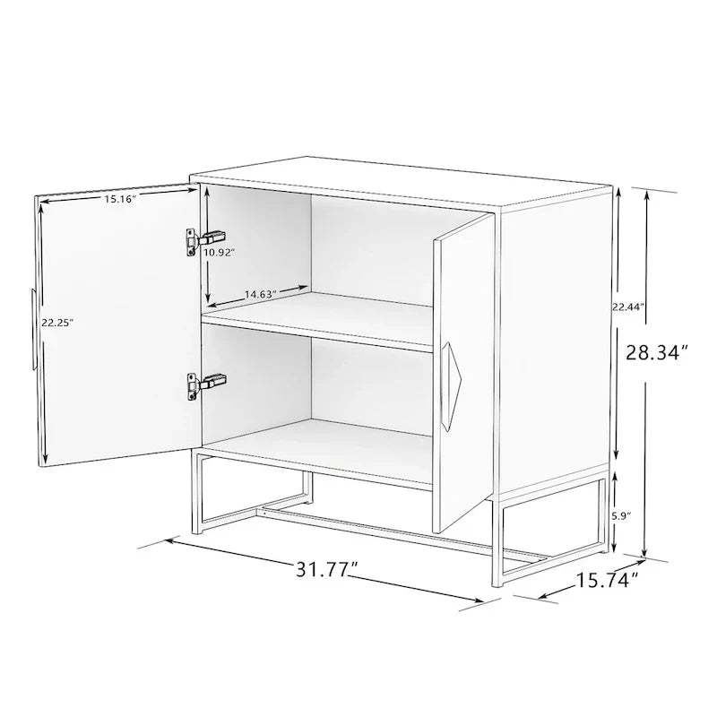CUSchoice Solid Wood Square Handle 2-Door Sideboard