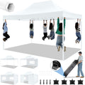 HOTEEL 10x15 Heavy Duty Canopy Tent - Commercial Pop Up with UV50+, Thick Hexagonal Frame, 4 Sidewalls, Anti-Pooling Design & Roller Bag (Black)