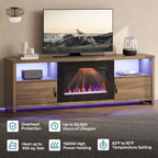 71-Inch TV Stand for 75-Inch TVs with LED Fireplace and Storage Cabinet