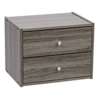 Modular Wood Stacking Box with Drawers | Gray