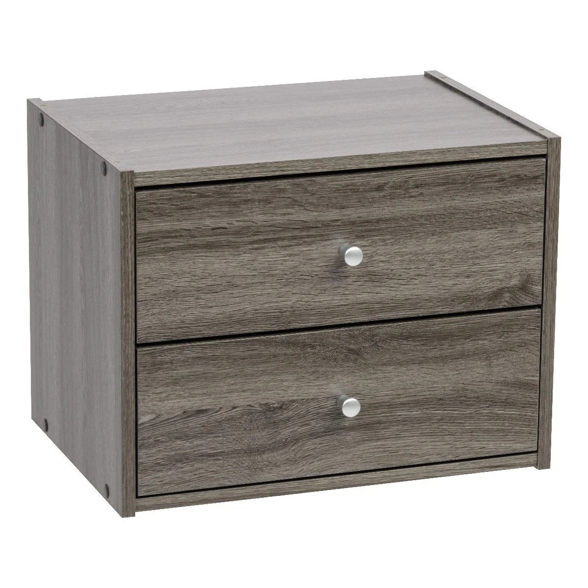 Modular Wood Stacking Box with Drawers | Gray
