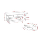 Denhour DH BASIC 4-Piece Open-Shelf Coffee Table Set with Drawer in Transitional Rubberwood