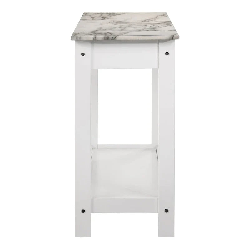 Denhour DH BASIC 4-Piece Open-Shelf Coffee Table Set with Drawer in Transitional Rubberwood
