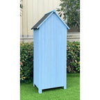 Hanover Sturdy Durable Waterproof Wood Outdoor Vertical Storage Shed, 70.40"x 30.30"x21.30", Blue