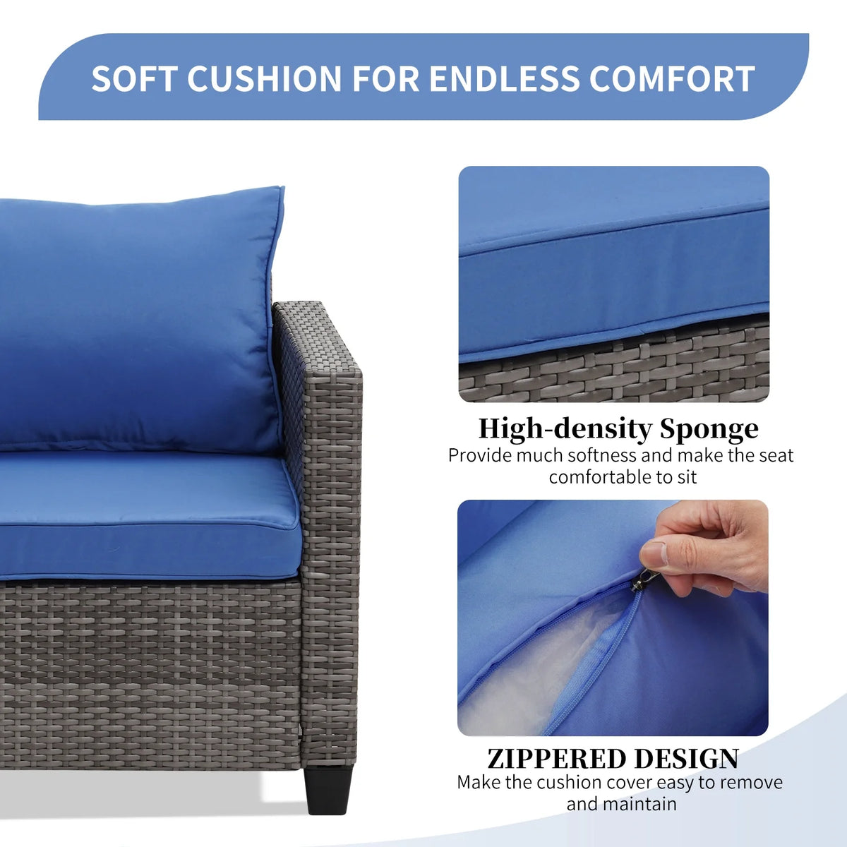 Ainfox 7 Pcs Outdoor Patio Furniture Sofa Set on Sale, Grey Rattan Grey Cushion