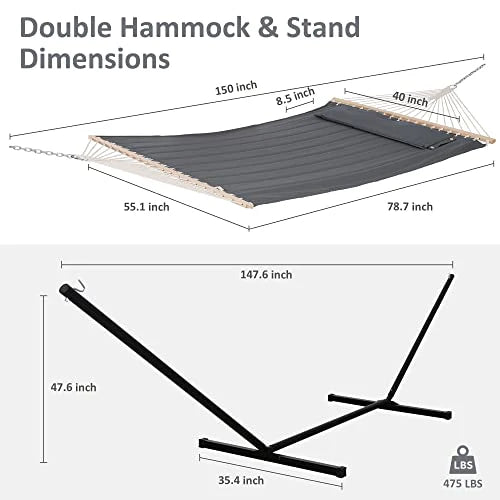 SUNCREAT 2 Person Hammock with Stand. 450 lbs Capacity