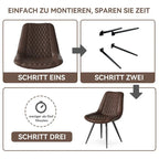 Set of 2 Leather Dining Chairs with Metal Legs