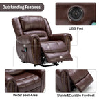 Comfortable Power Lift Recliner Chair with Breathable Fabric, Massage, Heat, and USB Charging Port