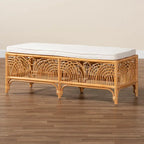 Bali & Pari Materra Contemporary Bohemian Natural Brown Rattan Bench