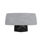 63-Inch Contemporary Dining Table with Slate Stone Surface and Metal Legs, Marble Finish