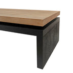 Versatile 2-Tier Coffee Table in Black and Natural Wood for Living Room