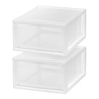 Compact Stacking, Stackable Plastic Drawer Unit, 29.5 Quart, White, 2 Count