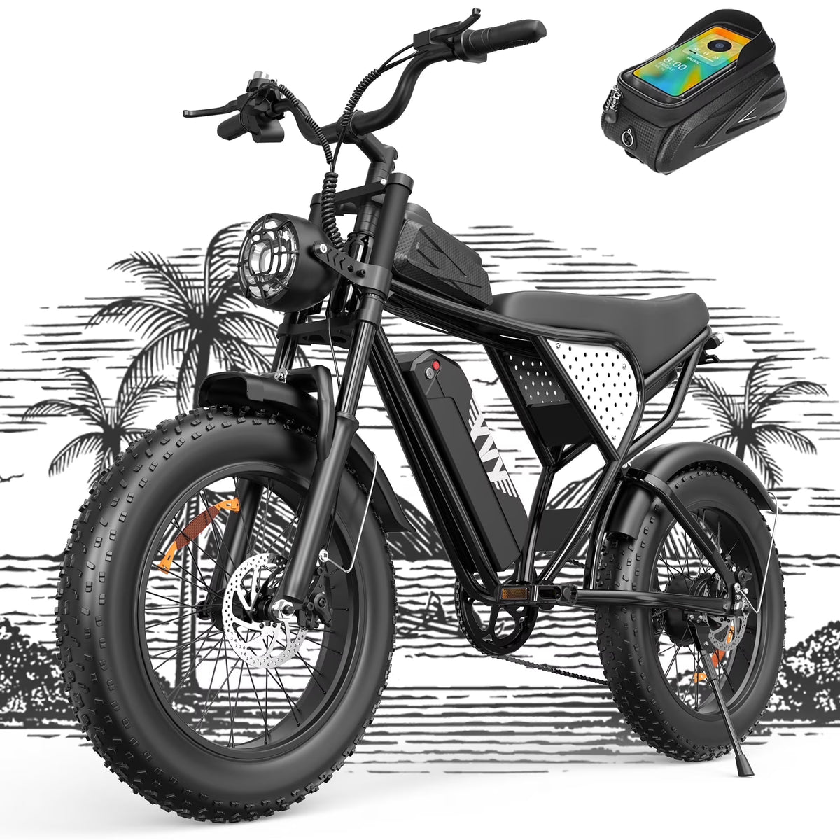 YVY 1500W Electric Bike for Adults, 33MPH 20'' Fat Tire Electric Motorcycle, 48V 20AH Removable Battery, 30 - 60