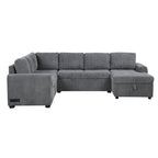 Roomfitters U-Shaped Sectional Sofa with Pull-Out Bed, Storage Chaise Lounge, and Integrated Charging Ports for Living Room