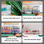 Pencil Case Plastic Pouch Box Storage Organizer for Beads, Pens, and Art Supplies, 6-Pack