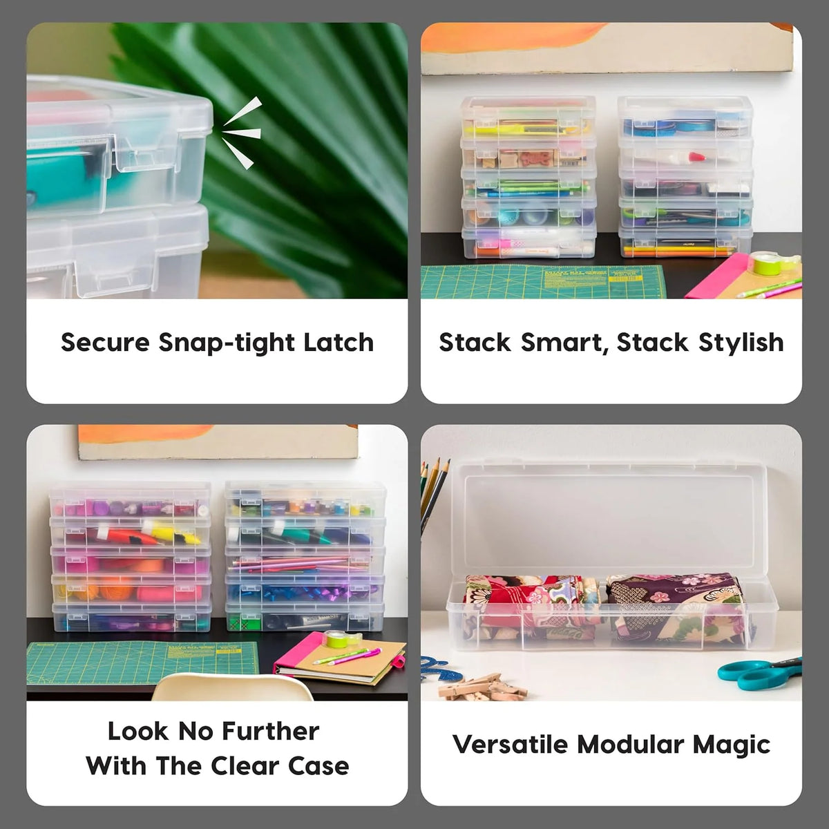 Pencil Case Plastic Pouch Box Storage Organizer for Beads, Pens, and Art Supplies, 6-Pack