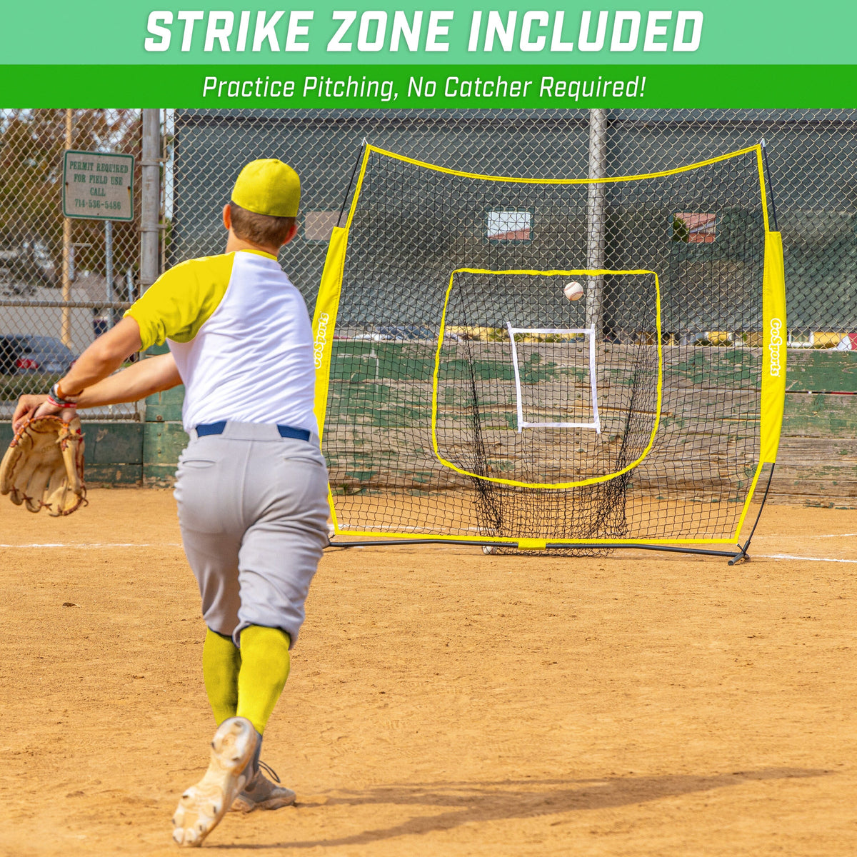 7' x 7' Team Tone Baseball Hitting Net | Yellow