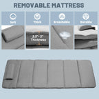 FICISOG Portable Beds Frame with Mattress, Foldaway Rest Cots for Adults Kids, Gray