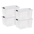 60 Qt. (15 Gal.) Clear Latch Box, Stackable Plastic Storage Bins with Lids, Set of 4