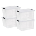 60 Qt. (15 Gal.) Clear Latch Box, Stackable Plastic Storage Bins with Lids, Set of 4