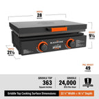 22 Propane Griddle Bundle, Black Includes Griddle, Hardcover, Carry Bag, 24,000 BTU Burners, Rear Grease System