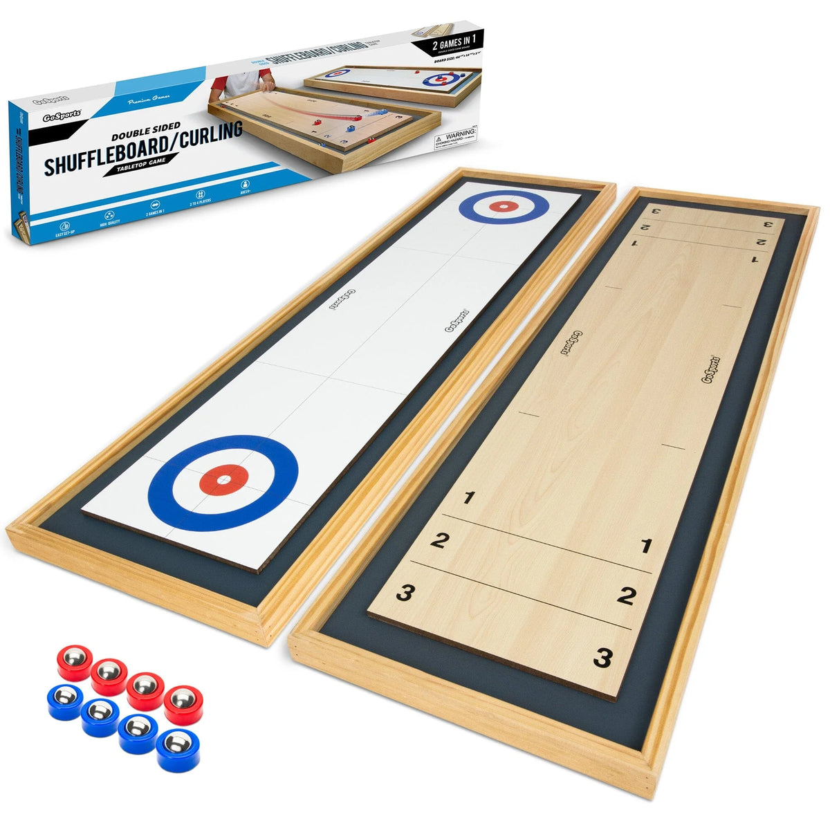 2-in-1 Shuffleboard & Curling Board Game
