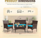 Homall 4 Pieces Outdoor Patio Furniture Sets Rattan Chair Wicker Set, Outdoor Indoor Use Backyard Porch Garden Poolside Balcony Furniture Sets Clearance (Brown and Beige)