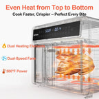 HotKing Dual-Zone Air Fryer Toaster Oven Combo, 28 QT Extra Large, Non Toxic Stainless Steel