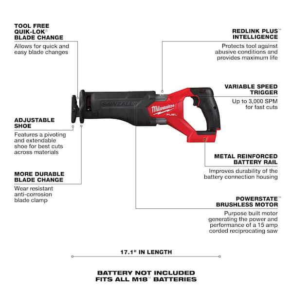 M18 FUEL 18-Volt Lithium-Ion Brushless Cordless SAWZALL w/7-1/4 in. Rear Handle Circ Saw, Two 6 Ah High Output Batteries